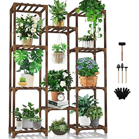 47″ 10-Tier Uneedem Wood Plant Stand $23
