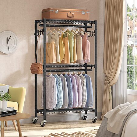 77″ VIPEK R2 Heavy Duty Adjustable Rolling Clothes Rack (330lbs Capacity; Black) $50 + Free S/H