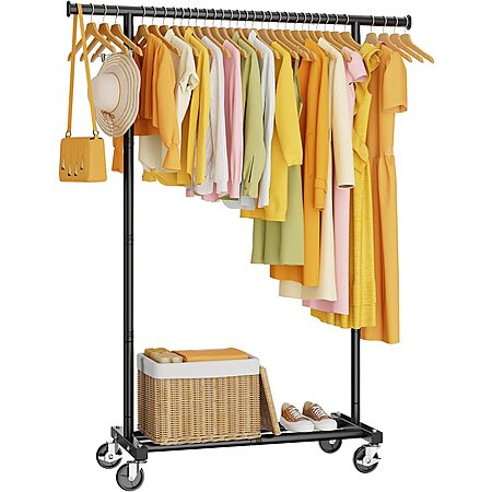 Hyseyy Metal Rolling Clothes Rack: Double Rod $22.20 or Single Rod $21