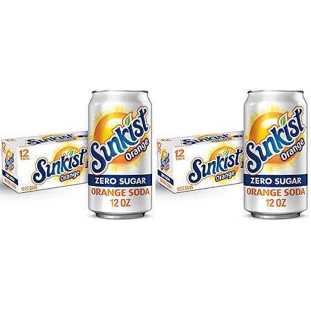 2-Pk 12-Ct 12-Oz Sunkist Zero Sugar Orange Soda $10