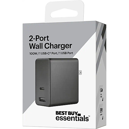 Best Buy Essentials 100W 2-Port Dual USB-C/Wall Charger (Black) $18 + Free S&H