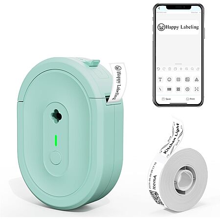 Nadaiin N12 Bluetooth Thermal Label Maker w/ Tape (Green) $8.40