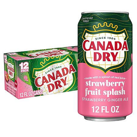 12-Pk 12-Oz Canada Dry Fruit Splash Strawberry Ginger Ale $5