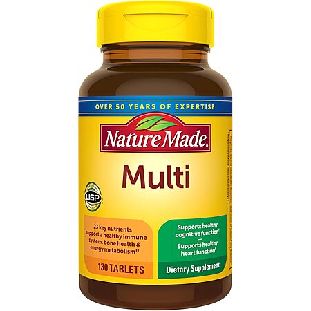 Select Accounts: 130-Ct Nature Made Multivitamin w/ Iron Supplement Tablets $4.50 w/ S&S
