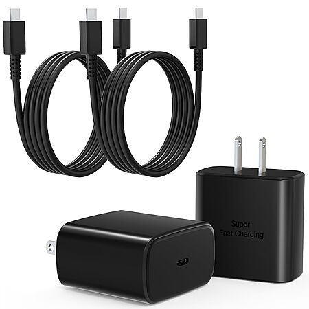 2-Pack Mitesbony 45W USB C Wall Chargers w/ 3′ Cable (Black) $8