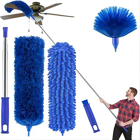 15″-100″ Telescoping Ceiling Fan/ Cobweb Duster w/ 3 Washable Duster Heads $8.50
