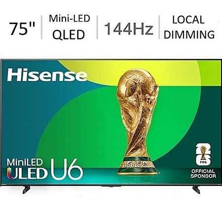 Costco Members: 75″ Hisense U6 Series 144Hz 4K UHD Mini-LED Smart TV + 5 Yr Warranty $500 + Free S&H