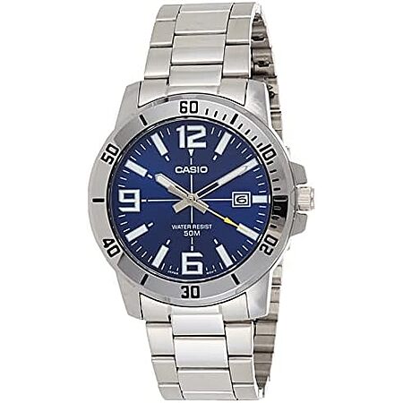 42.5mm Casio Men’s Diver Style Stainless Steel Watch (Blue Dial) $32.95