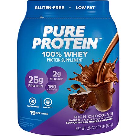 1.75-Lb Pure Protein 100% Whey Protein Powder (Rich Chocolate) $13 w/ S&S