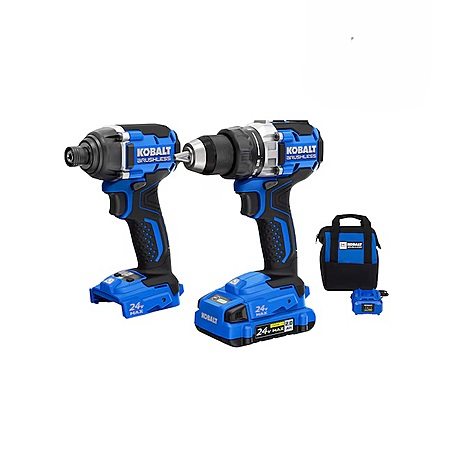 Kobalt 24V MAX Brushless Drill/Driver & Impact Driver w/ 2Ah Battery + Charger $99 + Free S&H