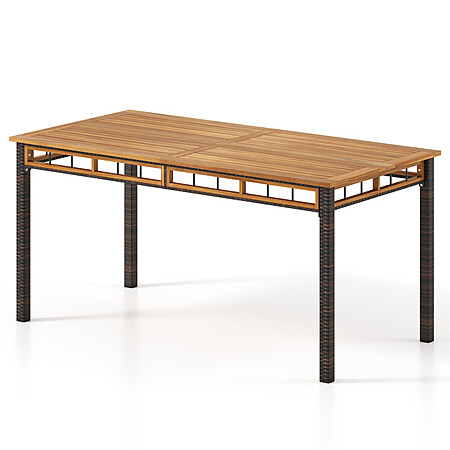 63″ Costway Outdoor Dining Table w/ Acacia Wood Slatted Tabletop $115 + Free S&H