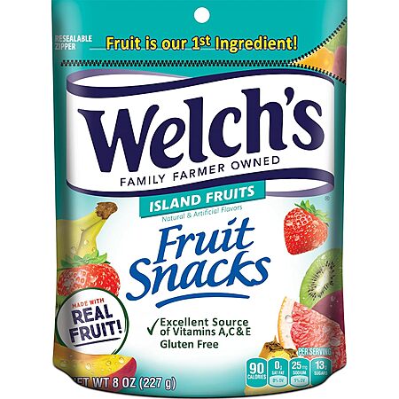 8-Oz Welch’s Fruit Snacks (Island Fruits) $2.25 w/ S&S