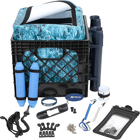 24-Pc Mossy Oak Kayak Storage Crate w/ Dry Bag, Fishing Accessories Kit & Rod Holder $25