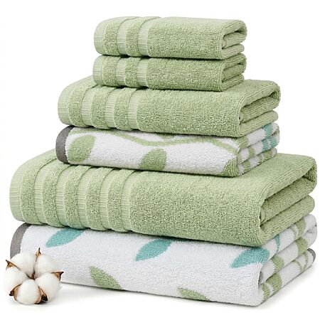 6-Pc Modern Threads 100% Cotton Towel Set (Various Styles) $20