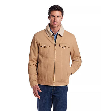 Men’s Zip Front Sherpa Collar Trucker Jacket (White Pepper) $25 + Free Pickup