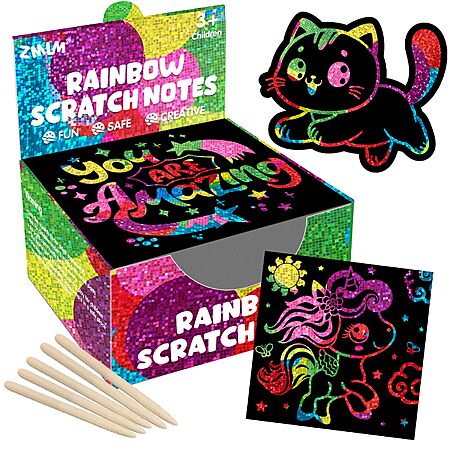 160-Pc Paper Scratch Art Notes + 5-Ct Wooden Stylus $5