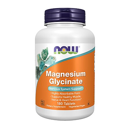 180-Ct NOW Foods Magnesium Glycinate Tablets (100 mg) $9