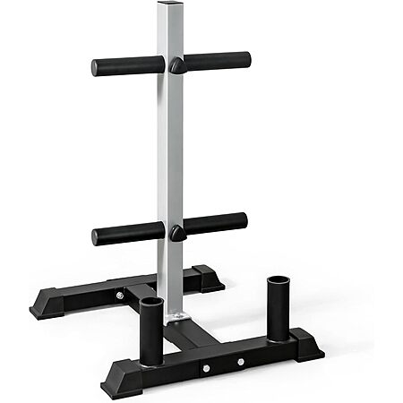 CAP Barbell Olympic Bumper Plate Tree Rack w/ 2 Plate Holders & 2 Bar Holders $49 + Free S&H