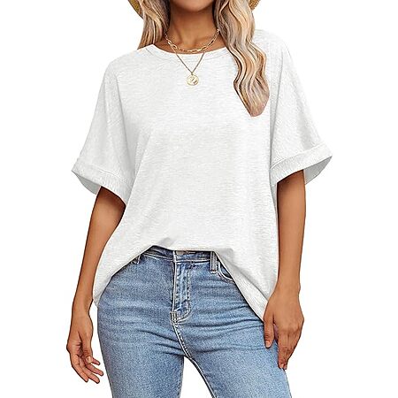 GKBK Women’s Crew Neck Short Sleeve Oversized T-Shirts (Various Colors) From $5