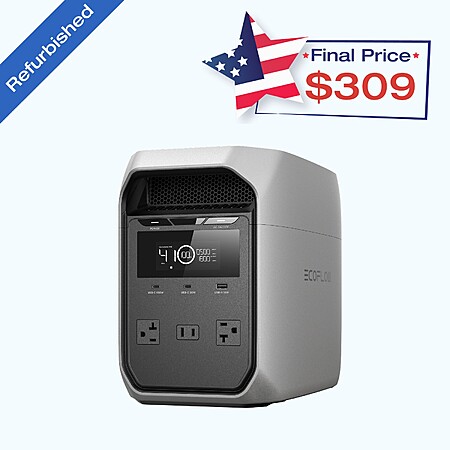 Certified Refurb: EcoFlow 1024Wh 1800W DELTA 3 Classic LiFePO4 Power Station $309 + Free S&H