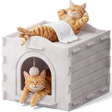 Apasiri Cat Houses: Indoor Felt Cat House Cave (15″ x 15″ x 13″) $11.50 & More