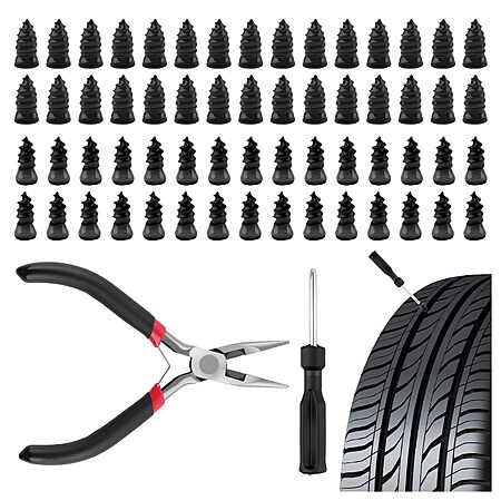 Figpade Tire Repair Kits: 60-Pc Screw-in Rubber Tire Plugs w/ Pliers & Screwdrivers $4.90 & More