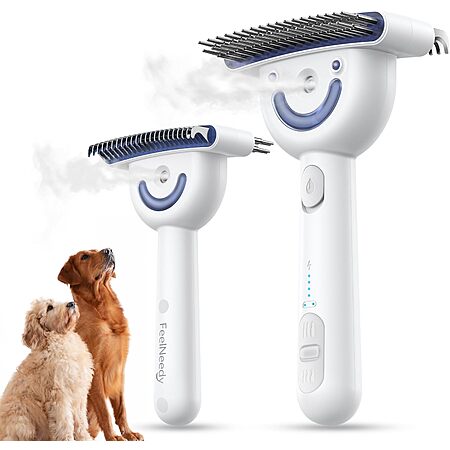 FeelNeedy Dual-Sided Dematting & Deshedding Steam Pet Brush for Dogs & Cats $10