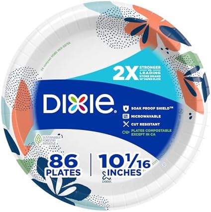 86-Ct 10″ Dixie Large Paper Plates $6