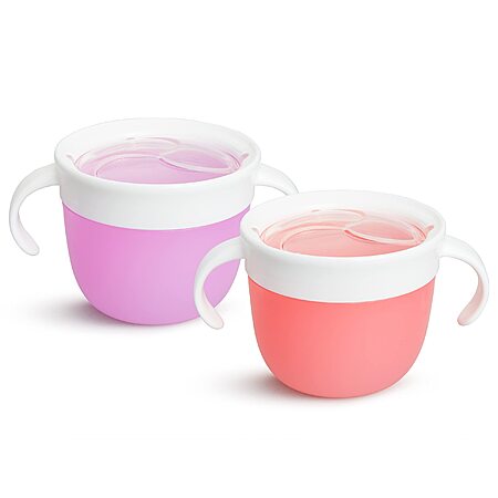 2-Pk Munchkin Snack Catcher Toddler Snack Cups (Pink/Purple or Blue/Green) $6