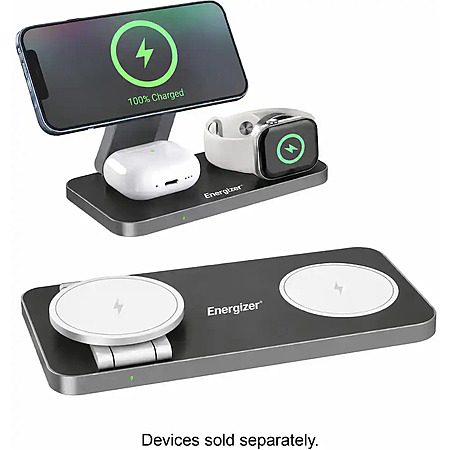 15W Energizer 3-in-1 Magnetic MagSafe Qi2 Wireless Fast Charging Stand $20 + Free S&H