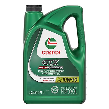 5-qt Castrol GTX High Mileage Synthetic Blend Motor Oil (10W-30) $14.20 w/ S&S