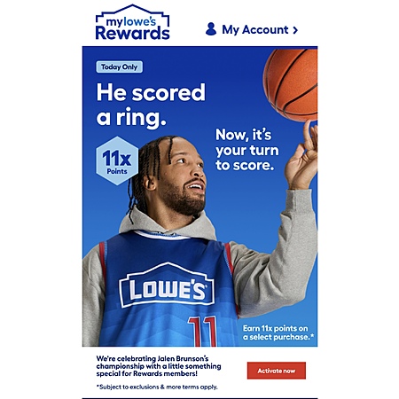 MyLowe’s Rewards Members: Your Next Eligible Purchase Earn 11x Points (Valid 6/14/26 only)