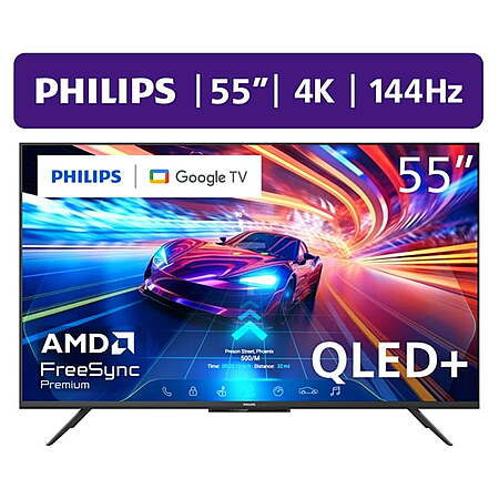 55″ Philips 4K UHD QLED+ 144Hz Google + Gaming Smart TV $218 + Free S&H