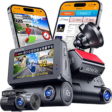 Prime Members: ROVE R3 Front & Rear w/ Cabin 3 Channel Dash Cam $152 + Free S&H