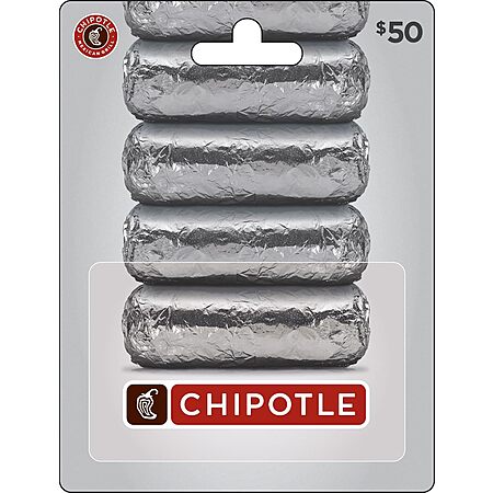 $50 Chipotle Gift Card (Physical or Digital) + $10 Amazon Promo Credit $50 + Free S&H