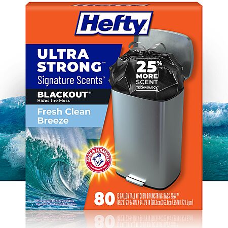 Prime: 80-ct 13-gal Hefty Ultra Strong Signature Scents Kitchen Trash Bags $9.50 + Free S&H