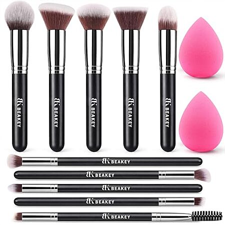 Prime Members: 12-Piece Beakey Makeup Brush Set w/ 2 Blender Sponges & Case $5 + Free S&H