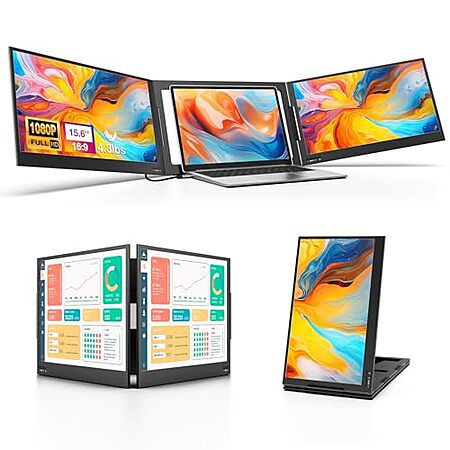 Prime: QQH Triple Screen Laptop Monitor Extender for 12″-16″ Laptops $200 + Free S&H