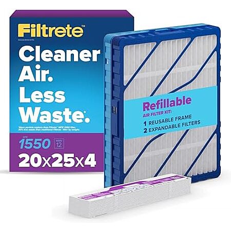Filtrete Refillable Air Filter Starter Kit (20″ x 25″ x 4″, 1550 MPR, MERV12) $16.10 w/ S&S