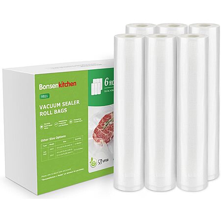 6-Ct 11″ x 16′ Bonsenkitchen Vacuum Sealer Rolls $8.50