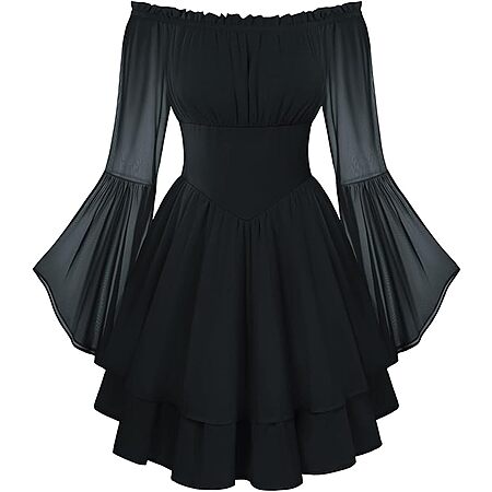 Scarlet Darkness Off-Shoulder Bell Sleeve Ruffled Corset Mini Dress (Various) $17.50