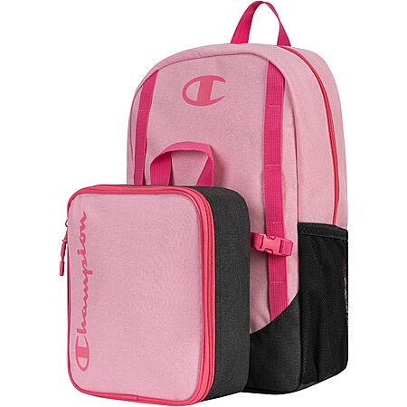 2-Pc 17″ Champion Kids’ Backpack w/ Detachable Lunch Box Set (Pink or Tie-Dye) $16