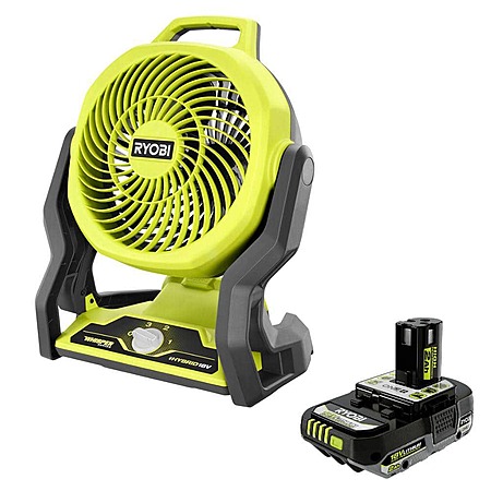 RYOBI One+ Cordless Hybrid 7-1/2″ Fan + 2.0Ah High Performance Battery $50 + Free S&H