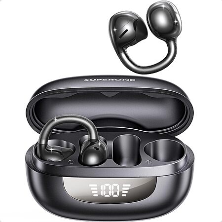 SUPERONE Open Ear Clip-On Bluetooth Earbuds w/ Air Cushion & LED Display $15