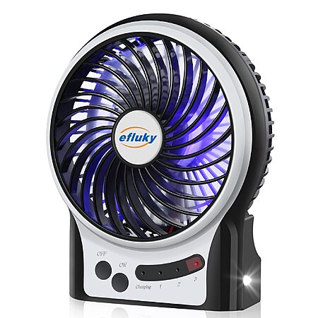 4.9″ efluky 3-Speed Rechargeable Mini Desk Fan w/ LED Light from $6.70