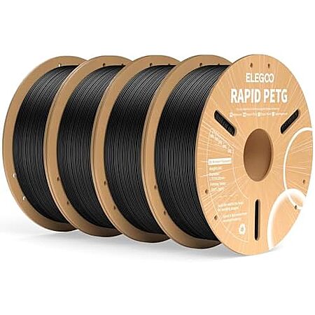 4-kg (4x 1kg) ELEGOO Rapid 1.75mm PETG 3D Printer Filament (Black) $39.60 + Free S&H