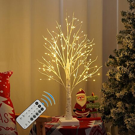 2′ PXBNIUYA Birch Tree Light w/ Remote Control, Timer & 144-LEDs (Warm White) $15 & More