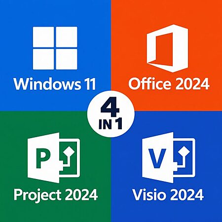 Microsoft Bundle: Windoes 11 Pro + Office Pro 2024, Project 2024 & Visio 2024 $20