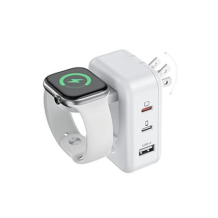 Tinetton 100W Foldable Wall Charger w/ Apple Watch Charging, 2 USB-C & 1 USB-A Ports $12