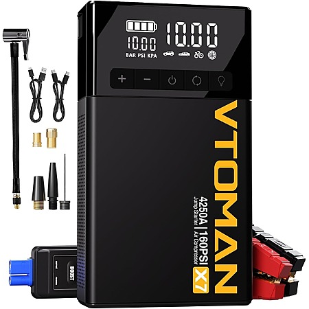 VTOMAN X7 Jump Starter w/ 160 PSI Inflator & 5.1″ Display $47 + Free S&H
